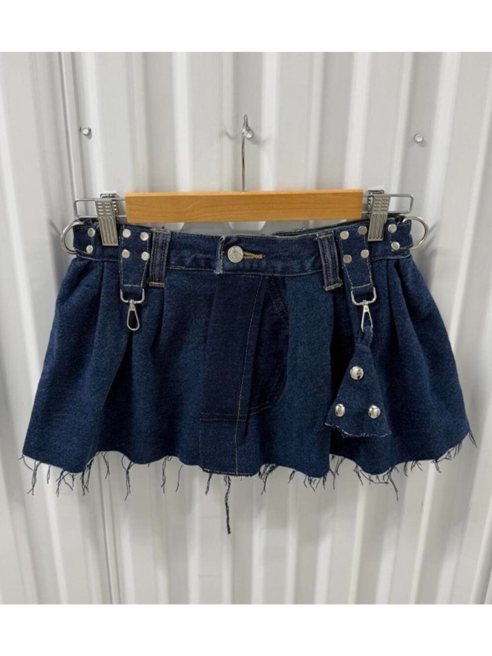 Upcycled vintage denim jean mini skirt micro mini skirt